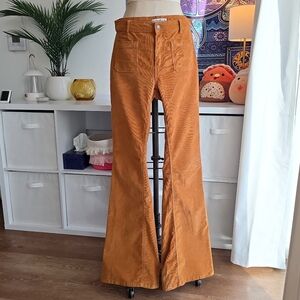 ASOS Pull & Bear 90s Style Golden Camel Stretch Corduroy Flare Pants